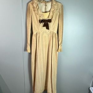 Vintage Wedding/Holiday Union Made Cream Lace Dress Long Sleeve Size 8